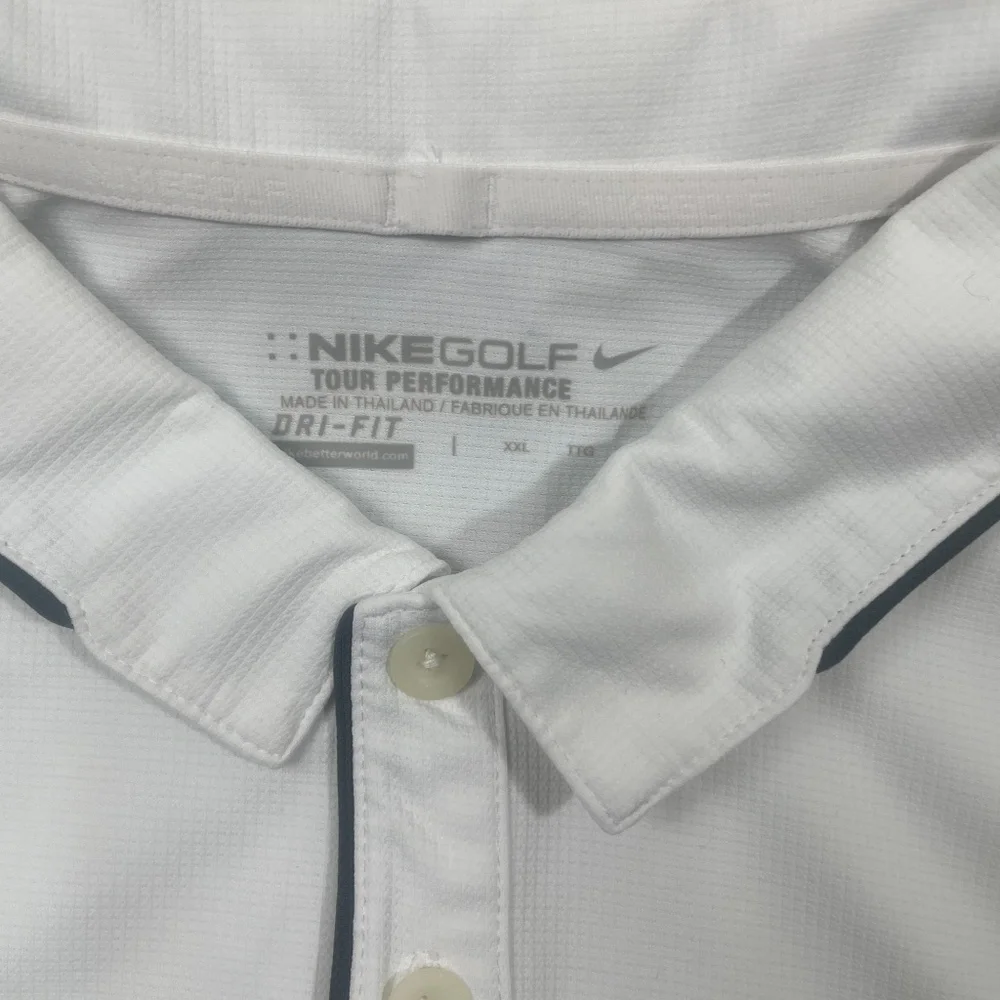 Nike Golf Tour Performance XXL White Polo 1/4 Button 100% Polyester Golf Sports